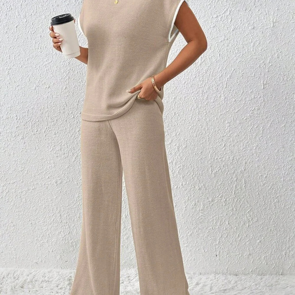 Camel Casual Women's Contrasting Color Drawstring Knitted Set - Picture 5 of 7